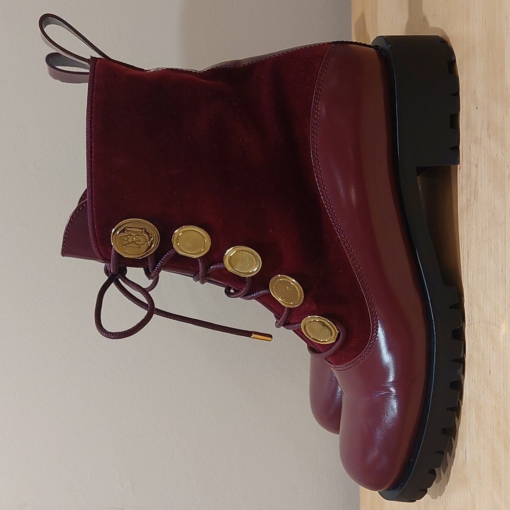 Alexander Mcqueen Wine Red Combat Boots